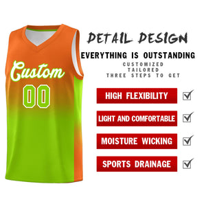 Custom Orange Neon Green Gradient Fashion Sets Sports Uniform Basketball Jersey