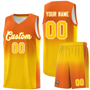 Custom Orange Gold Gradient Fashion Sets Sports Uniform Basketball Jersey