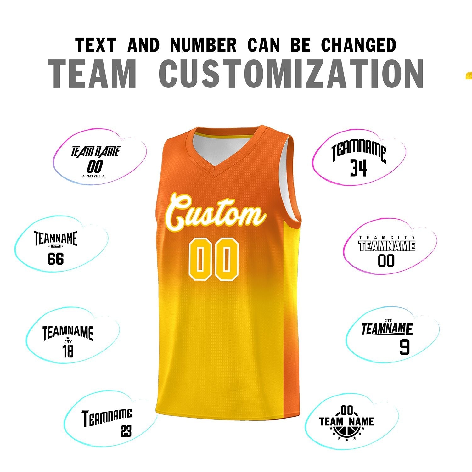 Custom Orange Gold Gradient Fashion Sets Sports Uniform Basketball Jersey