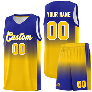 Custom Royal Gold Gradient Fashion Sets Sports Uniform Basketball Jersey