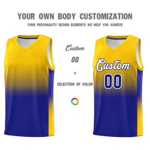 Custom Gold Royal Gradient Fashion Sets Sports Uniform Basketball Jersey