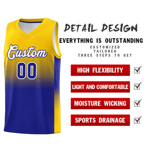 Custom Gold Royal Gradient Fashion Sets Sports Uniform Basketball Jersey