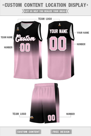 Custom Black Light Pink Gradient Fashion Sets Sports Uniform Basketball Jersey