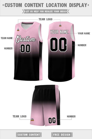 Custom Light Pink Black Gradient Fashion Sets Sports Uniform Basketball Jersey