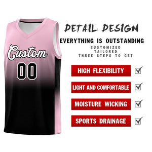 Custom Light Pink Black Gradient Fashion Sets Sports Uniform Basketball Jersey