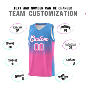 Custom Powder Blue Pink Gradient Fashion Sets Sports Uniform Basketball Jersey