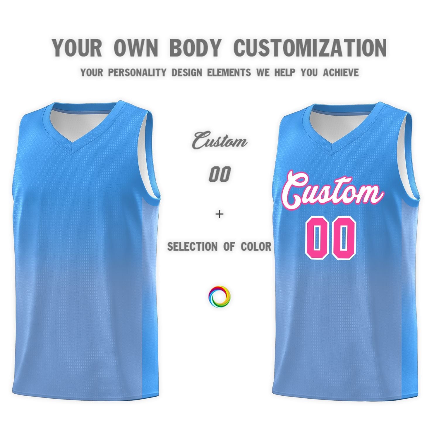 Custom Powder Blue Light Blue Gradient Fashion Sets Sports Uniform Basketball Jersey