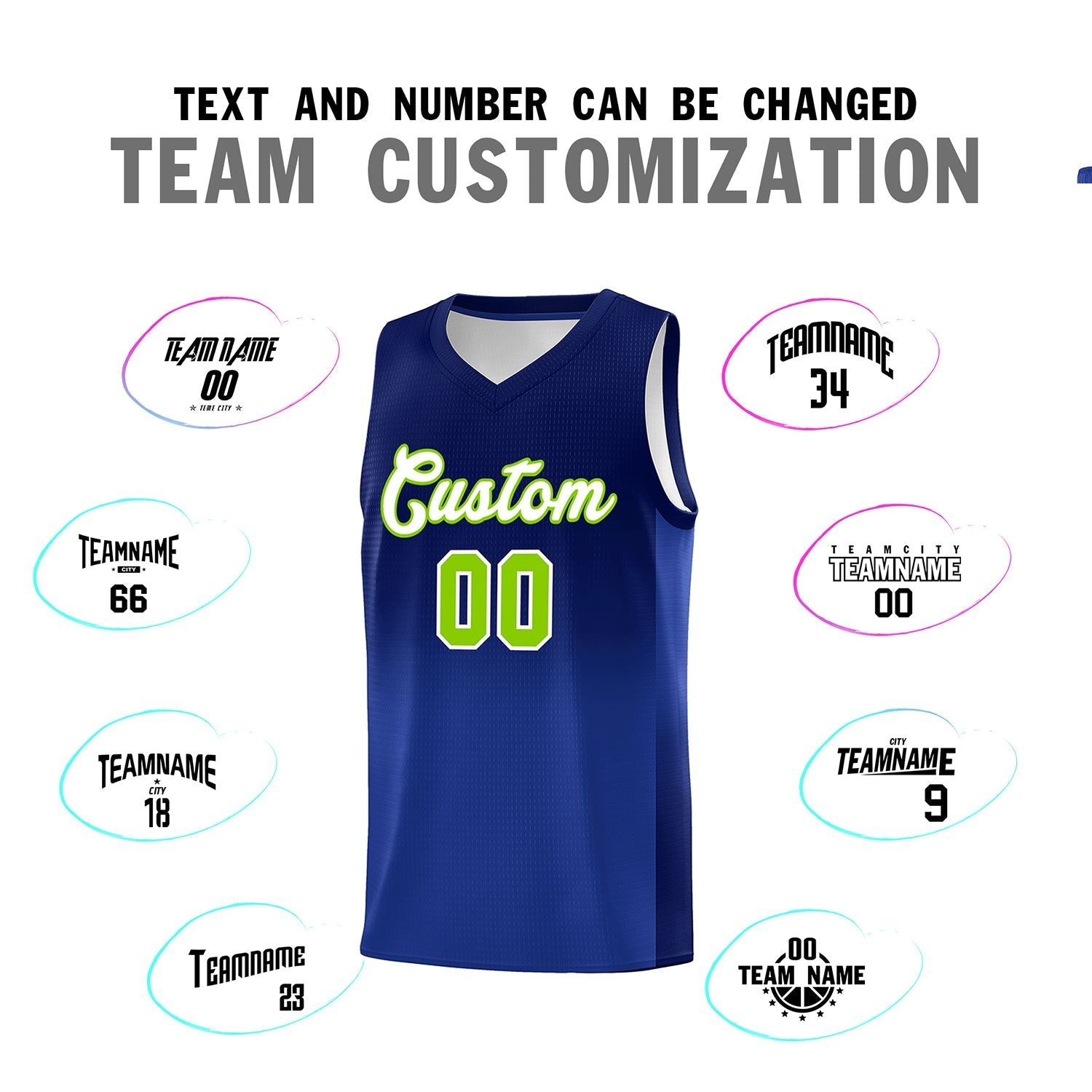 Custom Navy Royal Gradient Fashion Sets Sports Uniform Basketball Jersey