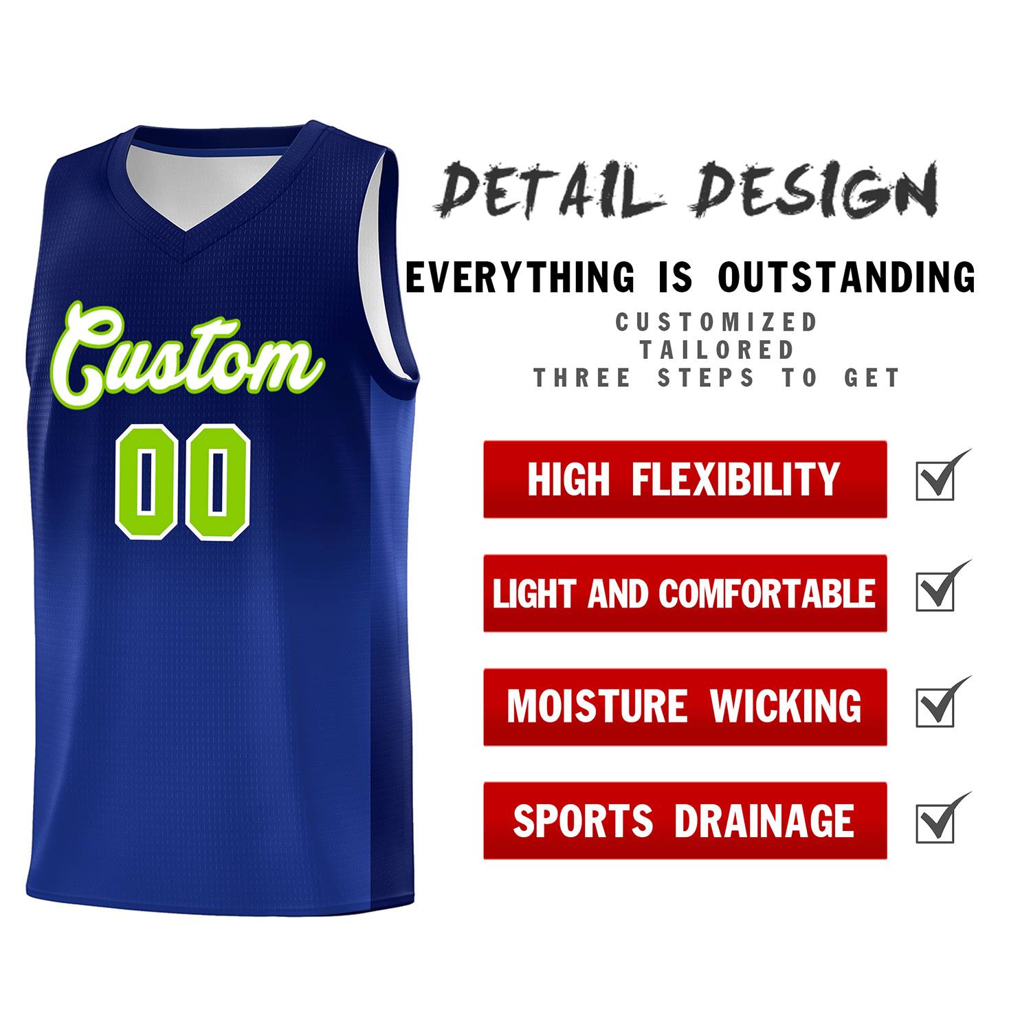 Custom Navy Royal Gradient Fashion Sets Sports Uniform Basketball Jersey