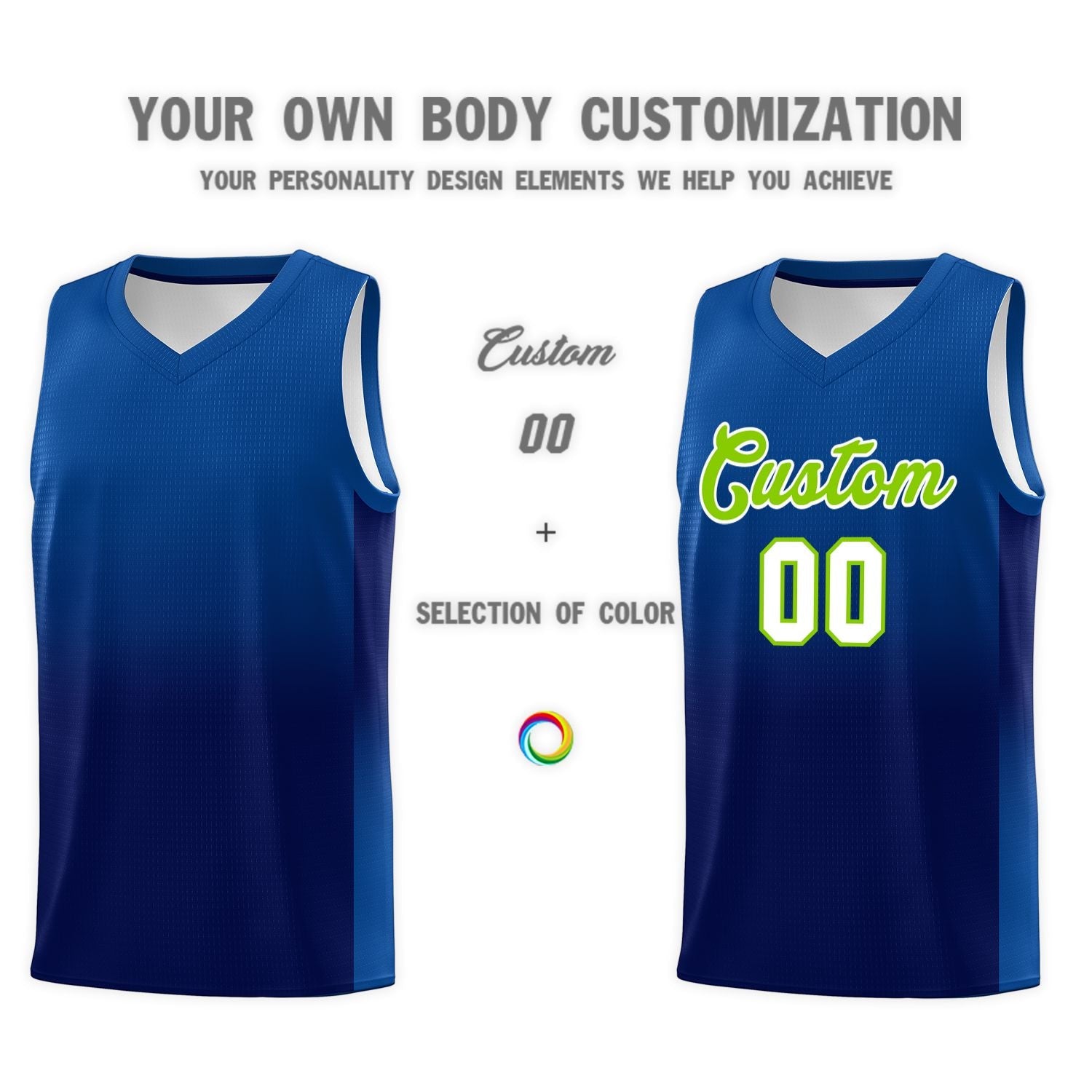 Custom Royal Navy Gradient Fashion Sets Sports Uniform Basketball Jersey