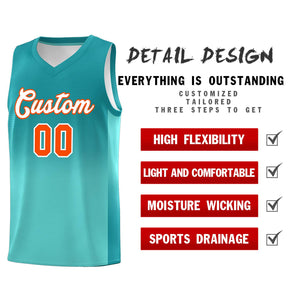 Custom Aqua Bright Green Gradient Fashion Sets Sports Uniform Basketball Jersey