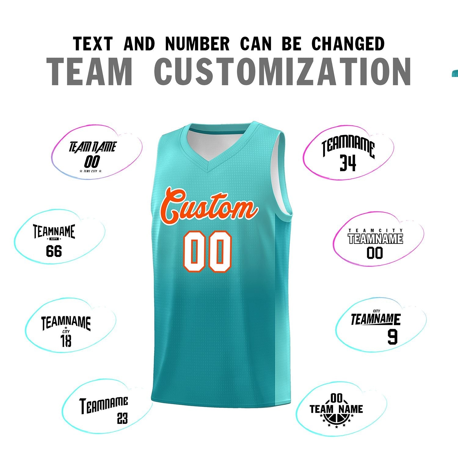 Custom Bright Green Aqua Gradient Fashion Sets Sports Uniform Basketball Jersey