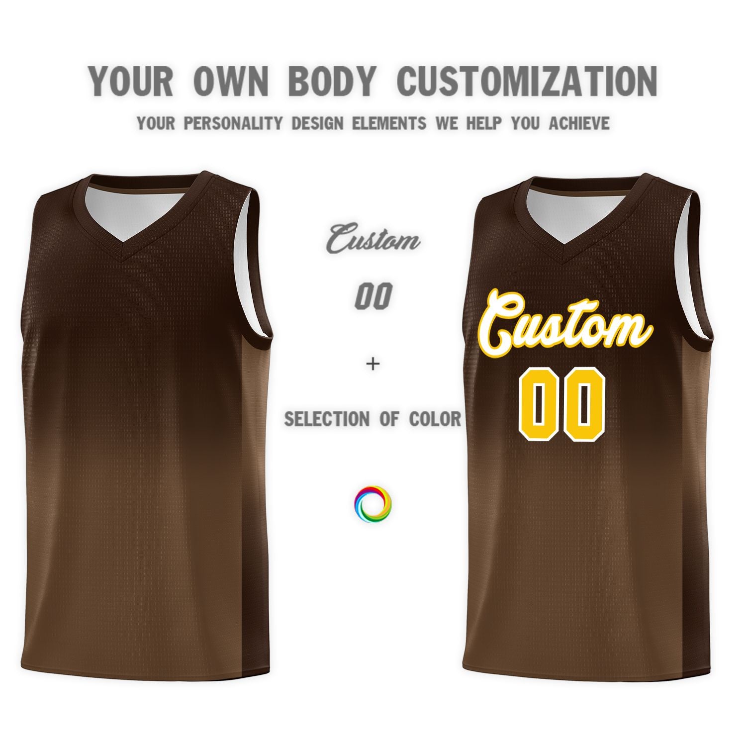 Custom Brown Light Brown Gradient Fashion Sets Sports Uniform Basketball Jersey