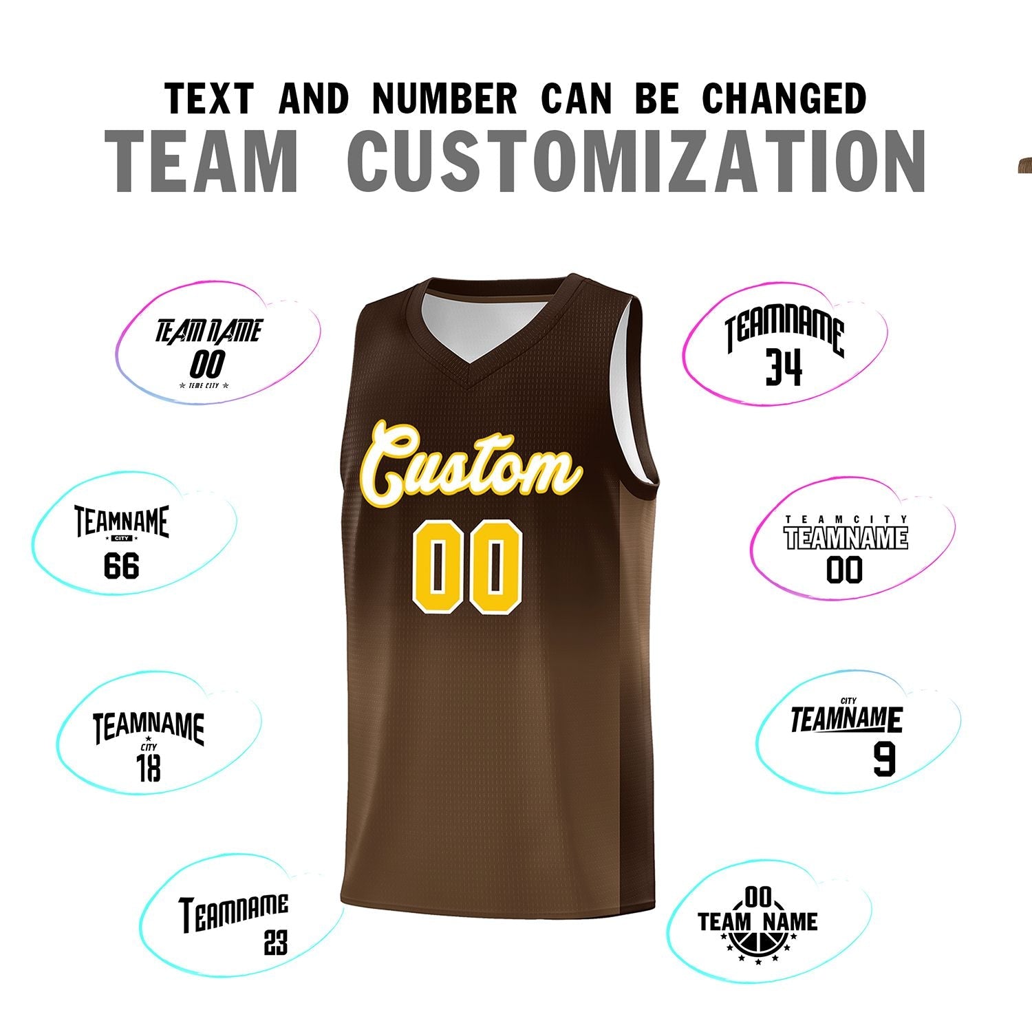 Custom Brown Light Brown Gradient Fashion Sets Sports Uniform Basketball Jersey