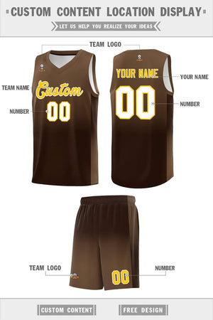 Custom Light Brown Brown Gradient Fashion Sets Sports Uniform Basketball Jersey