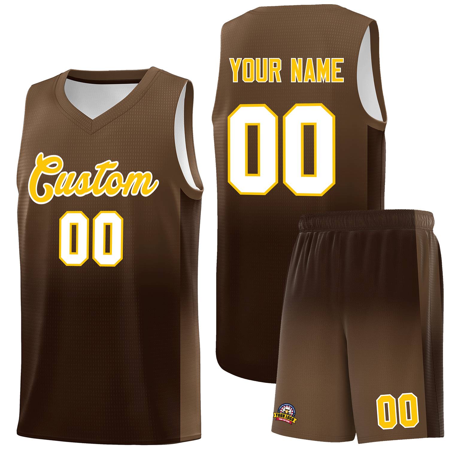 Custom Light Brown Brown Gradient Fashion Sets Sports Uniform Basketball Jersey