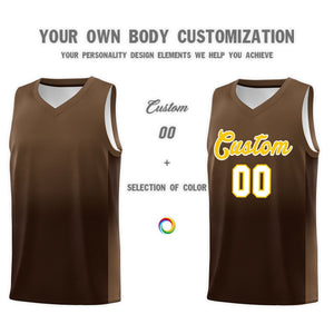 Custom Light Brown Brown Gradient Fashion Sets Sports Uniform Basketball Jersey