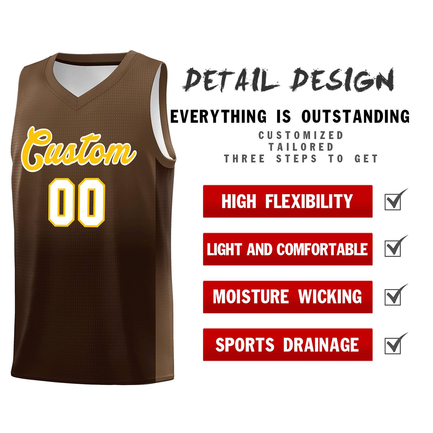 Custom Light Brown Brown Gradient Fashion Sets Sports Uniform Basketball Jersey