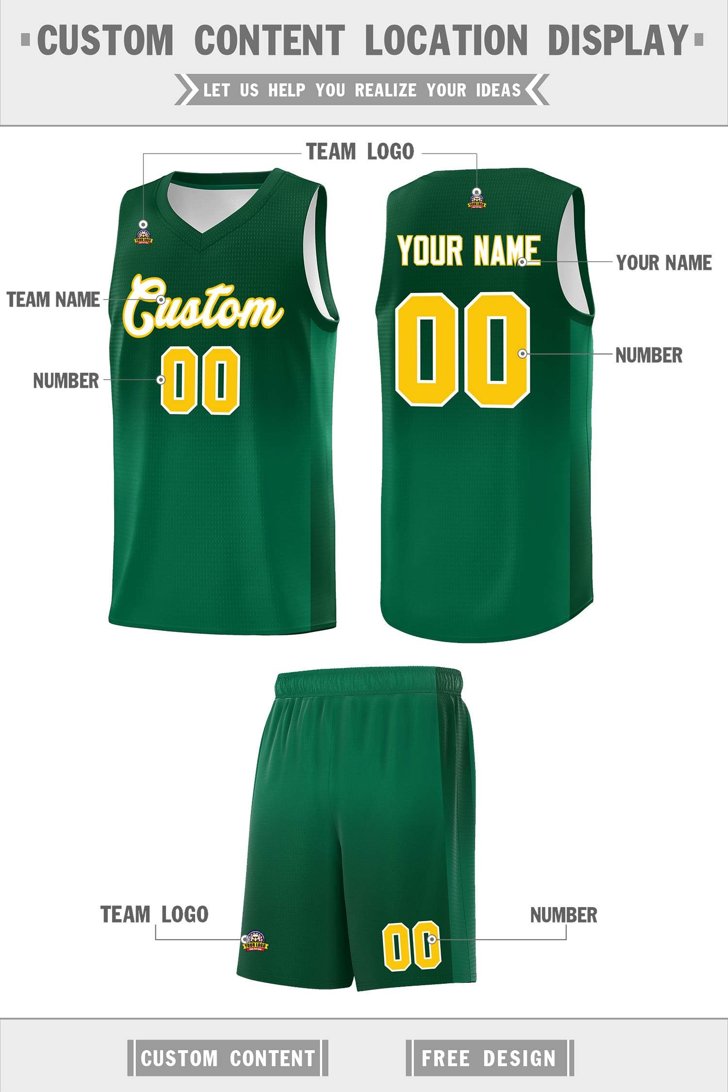 Custom Green Kelly Green Gradient Fashion Sets Sports Uniform Basketball Jersey