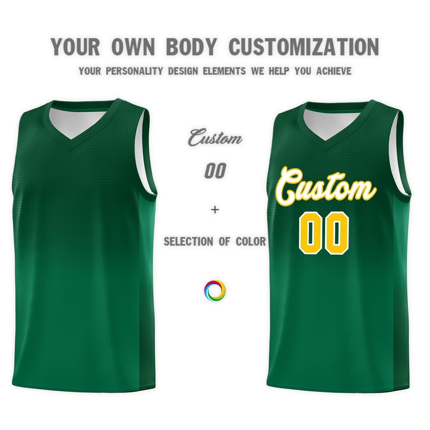 Custom Green Kelly Green Gradient Fashion Sets Sports Uniform Basketball Jersey