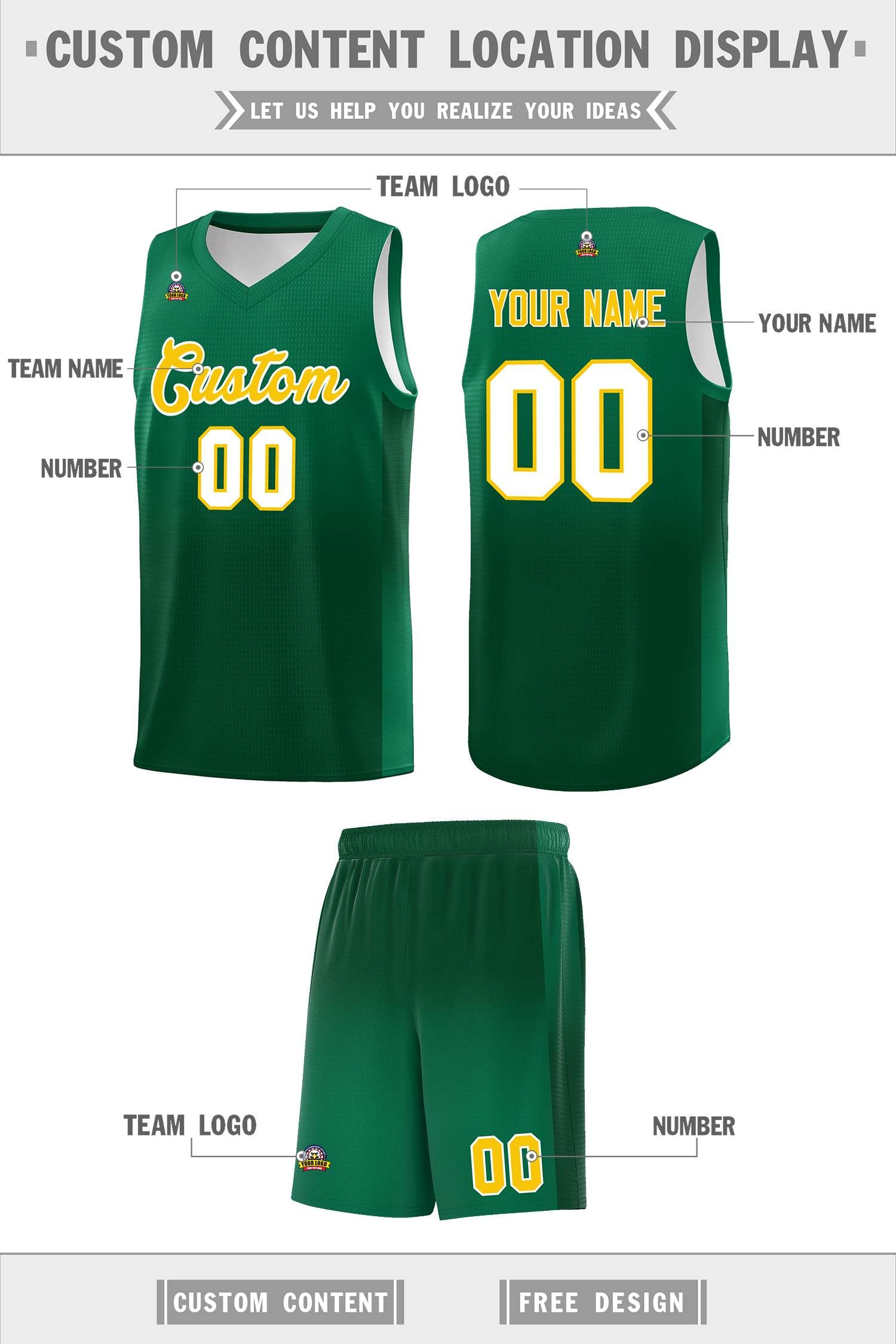 Custom Kelly Green Green Gradient Fashion Sets Sports Uniform Basketball Jersey