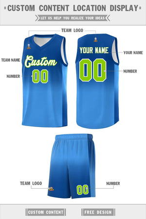 Custom Royal Powder Blue Gradient Fashion Sets Sports Uniform Basketball Jersey