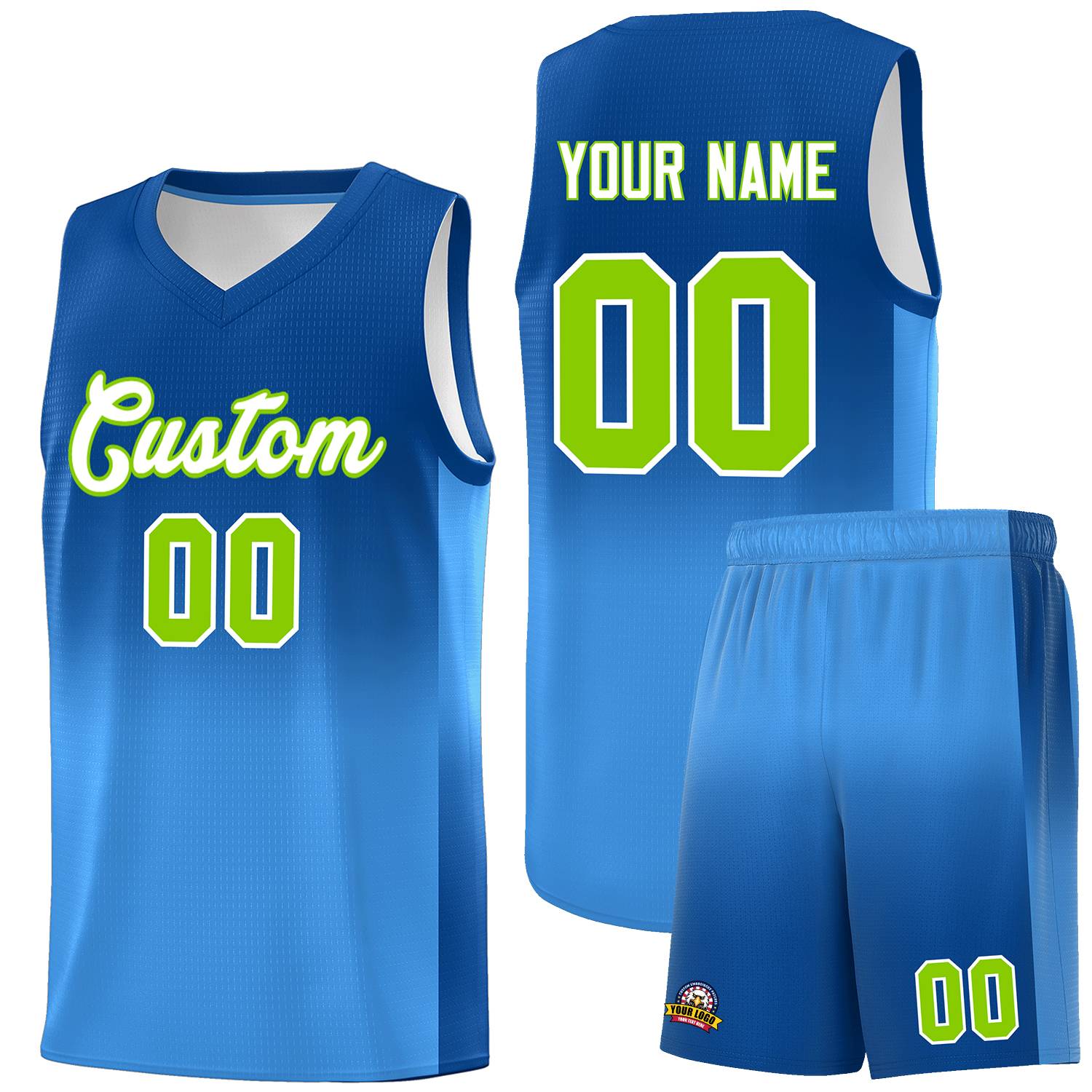 Custom Royal Powder Blue Gradient Fashion Sets Sports Uniform Basketball Jersey