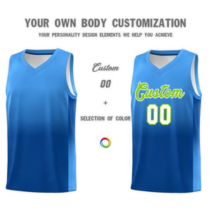 Custom Powder Blue Royal Gradient Fashion Sets Sports Uniform Basketball Jersey