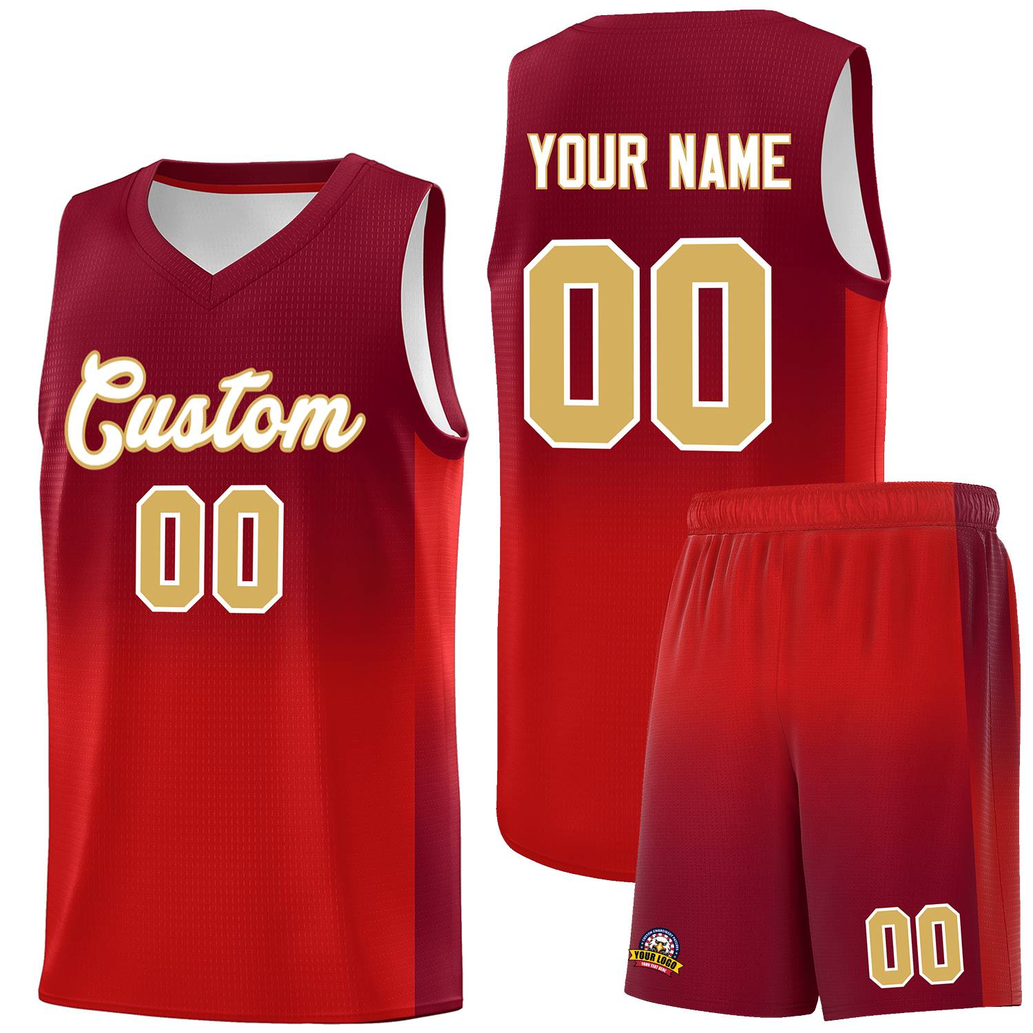 Custom Crimson Red Gradient Fashion Sets Sports Uniform Basketball Jersey