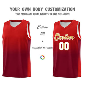 Custom Red Crimson Gradient Fashion Sets Sports Uniform Basketball Jersey