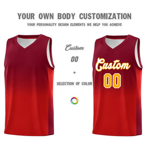 Custom Crimson Red Gradient Fashion Sets Sports Uniform Basketball Jersey