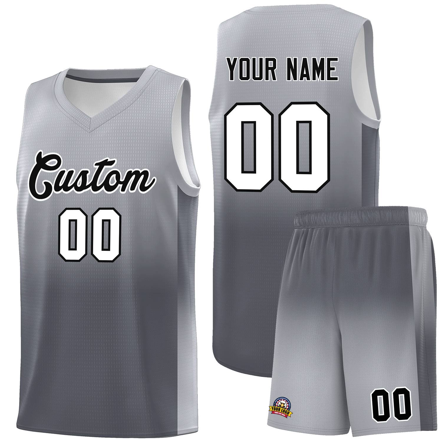 Custom Gray Dark Gray Gradient Fashion Sets Sports Uniform Basketball Jersey