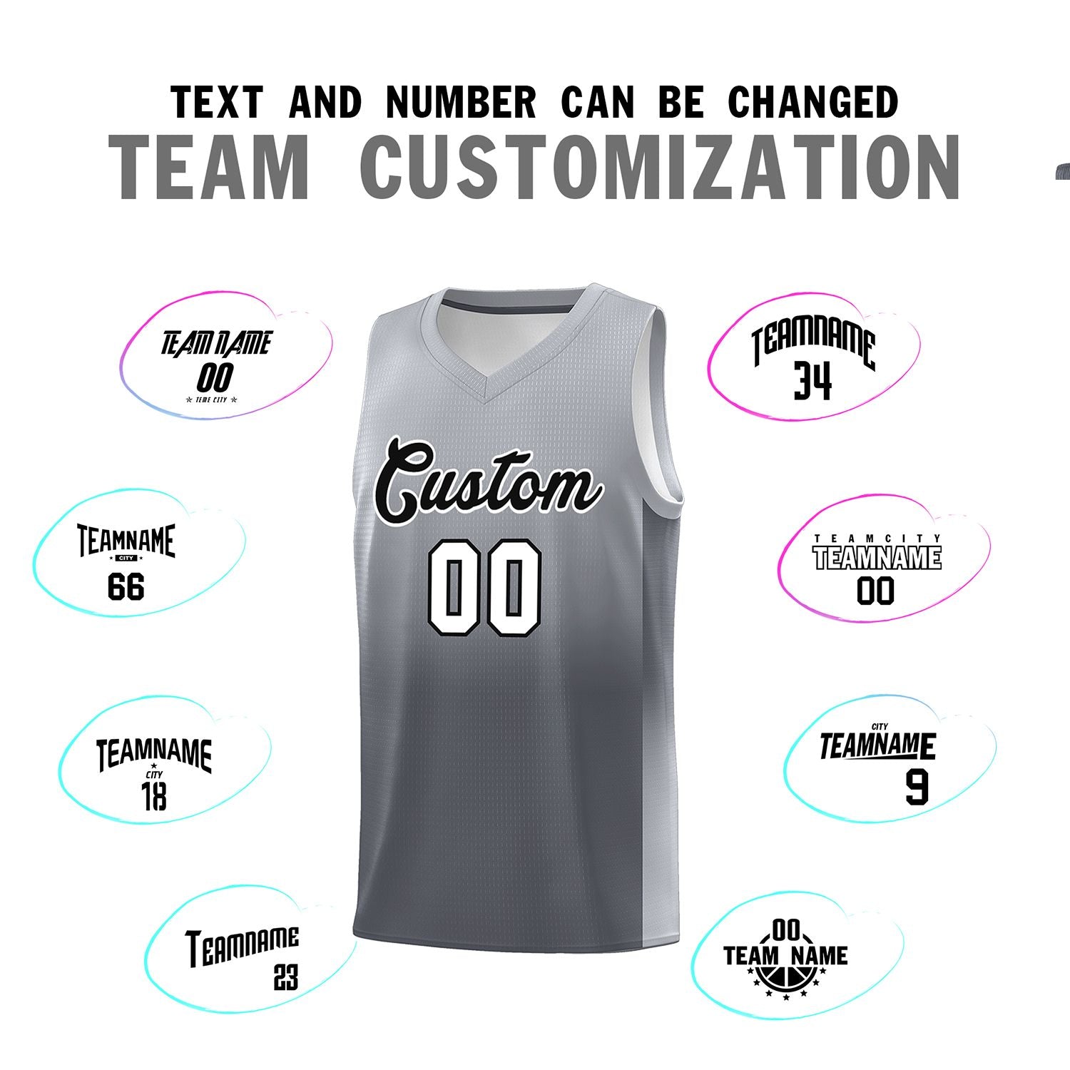 Custom Gray Dark Gray Gradient Fashion Sets Sports Uniform Basketball Jersey