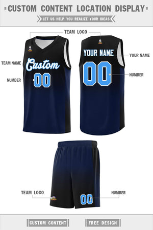 Custom Black Navy Gradient Fashion Sets Sports Uniform Basketball Jersey