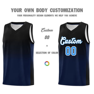 Custom Black Navy Gradient Fashion Sets Sports Uniform Basketball Jersey