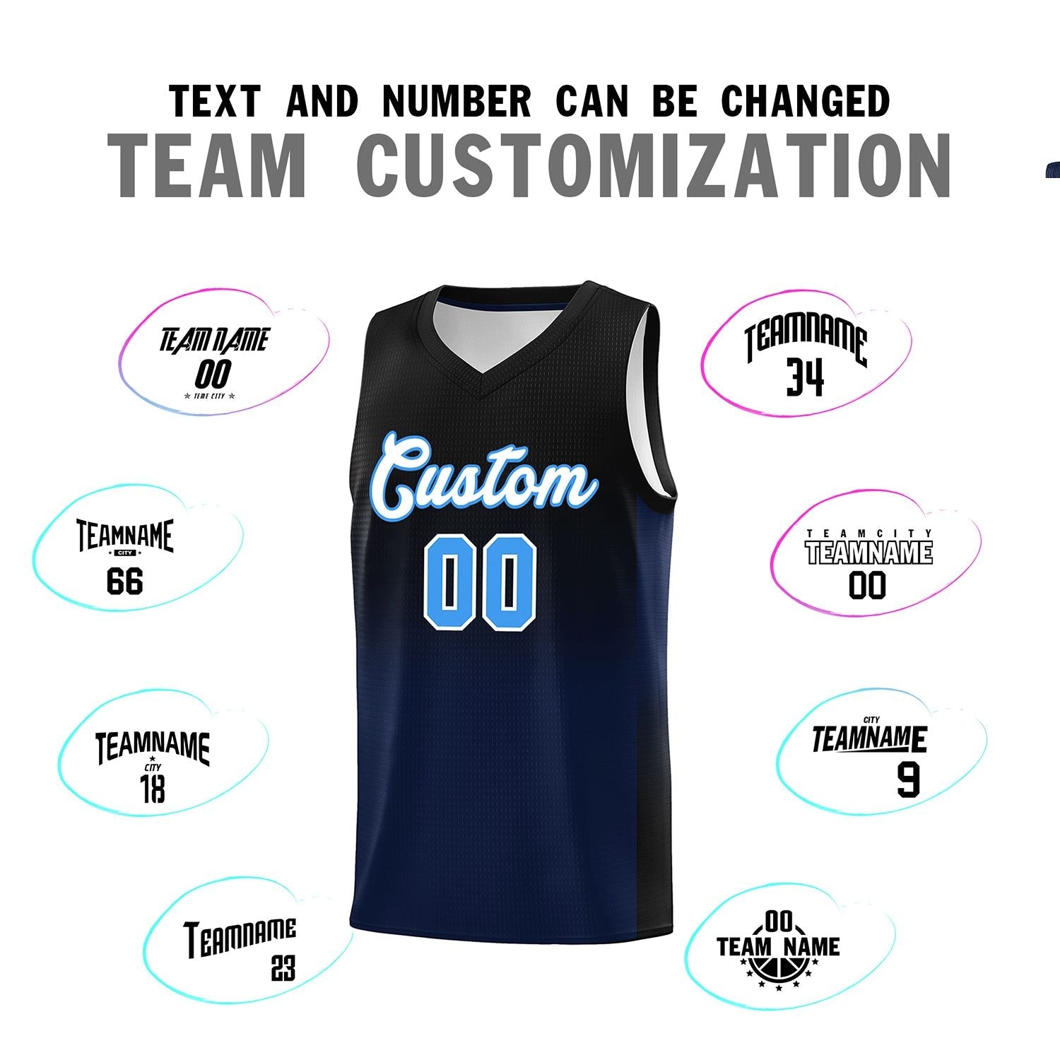 Custom Black Navy Gradient Fashion Sets Sports Uniform Basketball Jersey