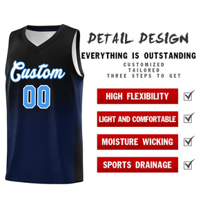 Custom Black Navy Gradient Fashion Sets Sports Uniform Basketball Jersey