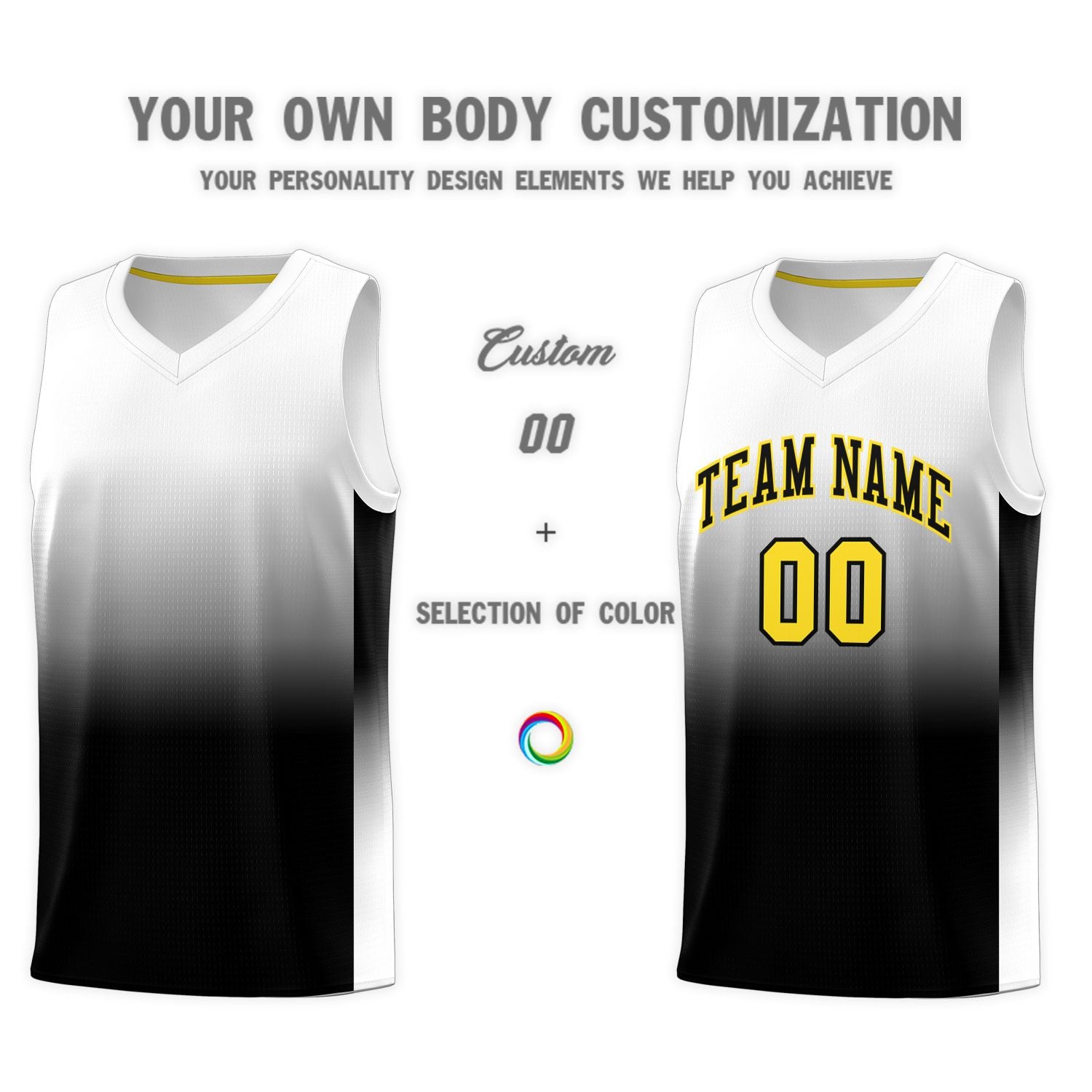 Custom White Black Gradient Fashion Sets Sports Uniform Basketball Jersey