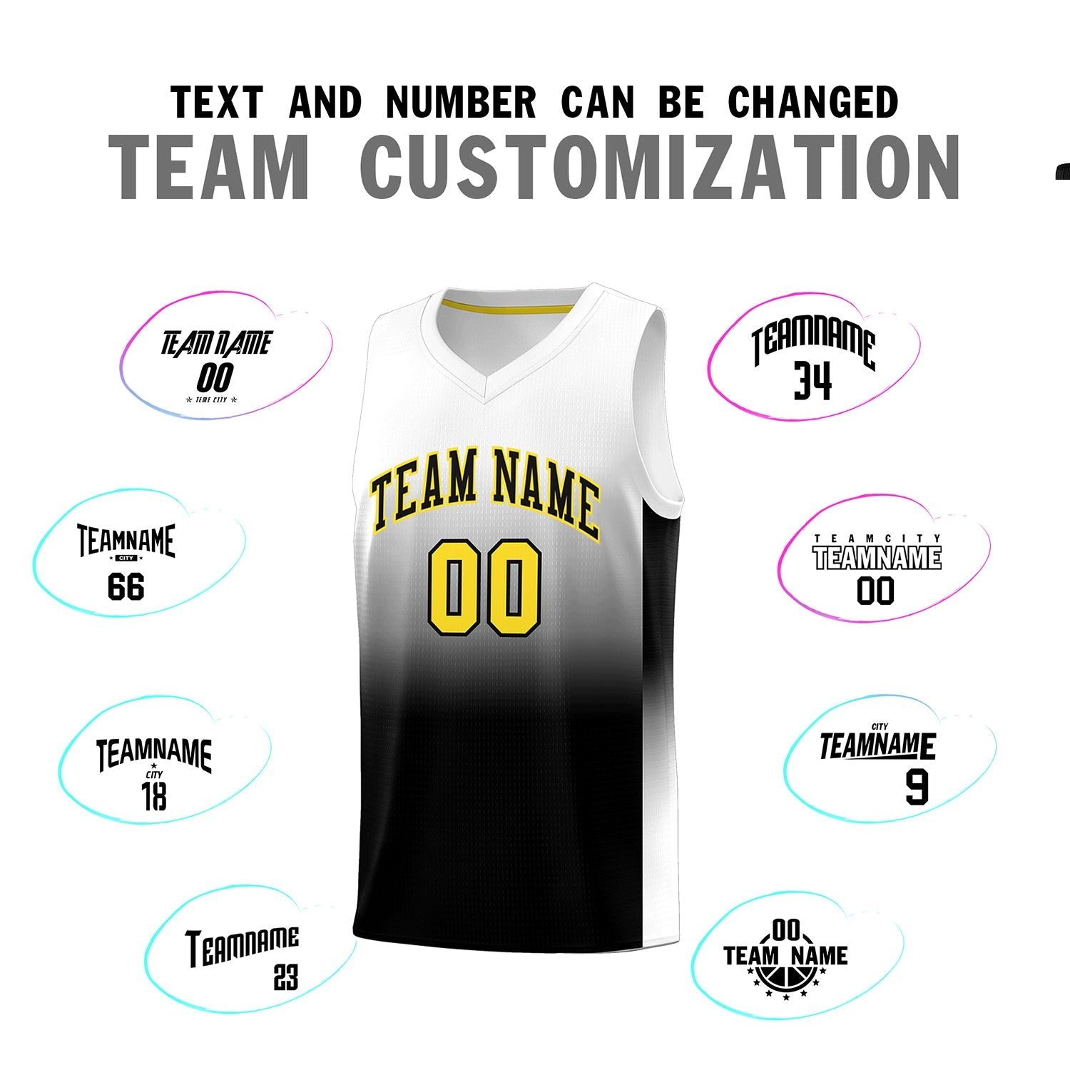 Custom White Black Gradient Fashion Sets Sports Uniform Basketball Jersey