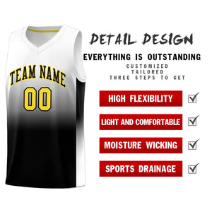 Custom White Black Gradient Fashion Sets Sports Uniform Basketball Jersey