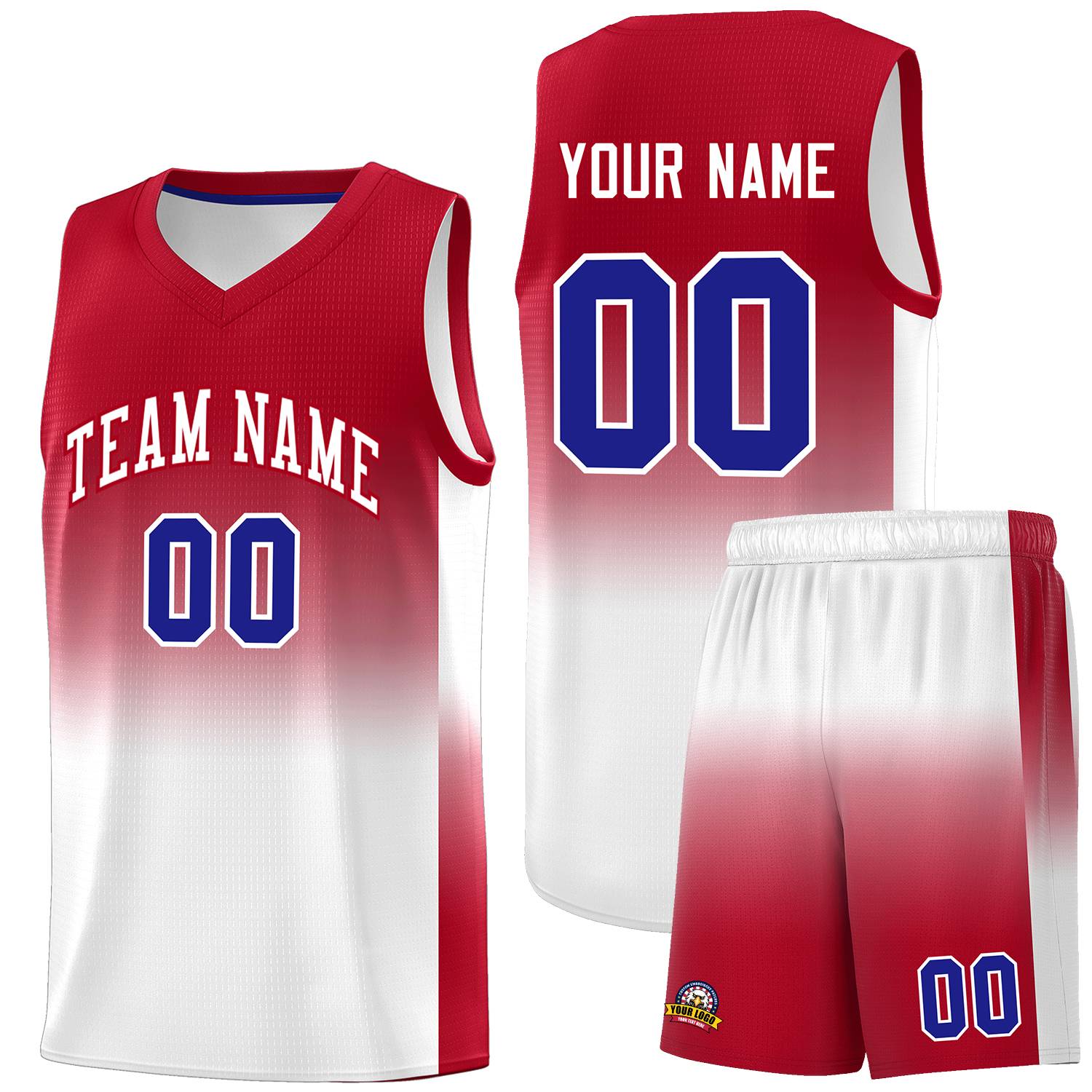 Custom Red White Gradient Fashion Sets Sports Uniform Basketball Jersey