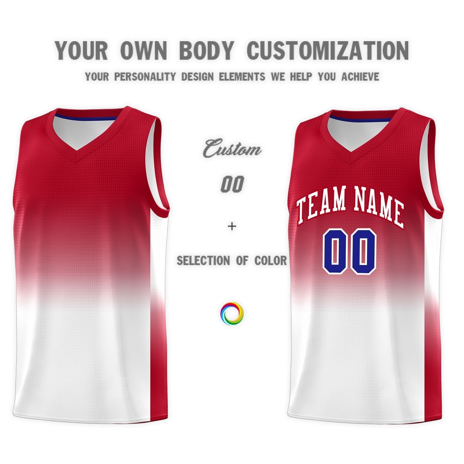 Custom Red White Gradient Fashion Sets Sports Uniform Basketball Jersey