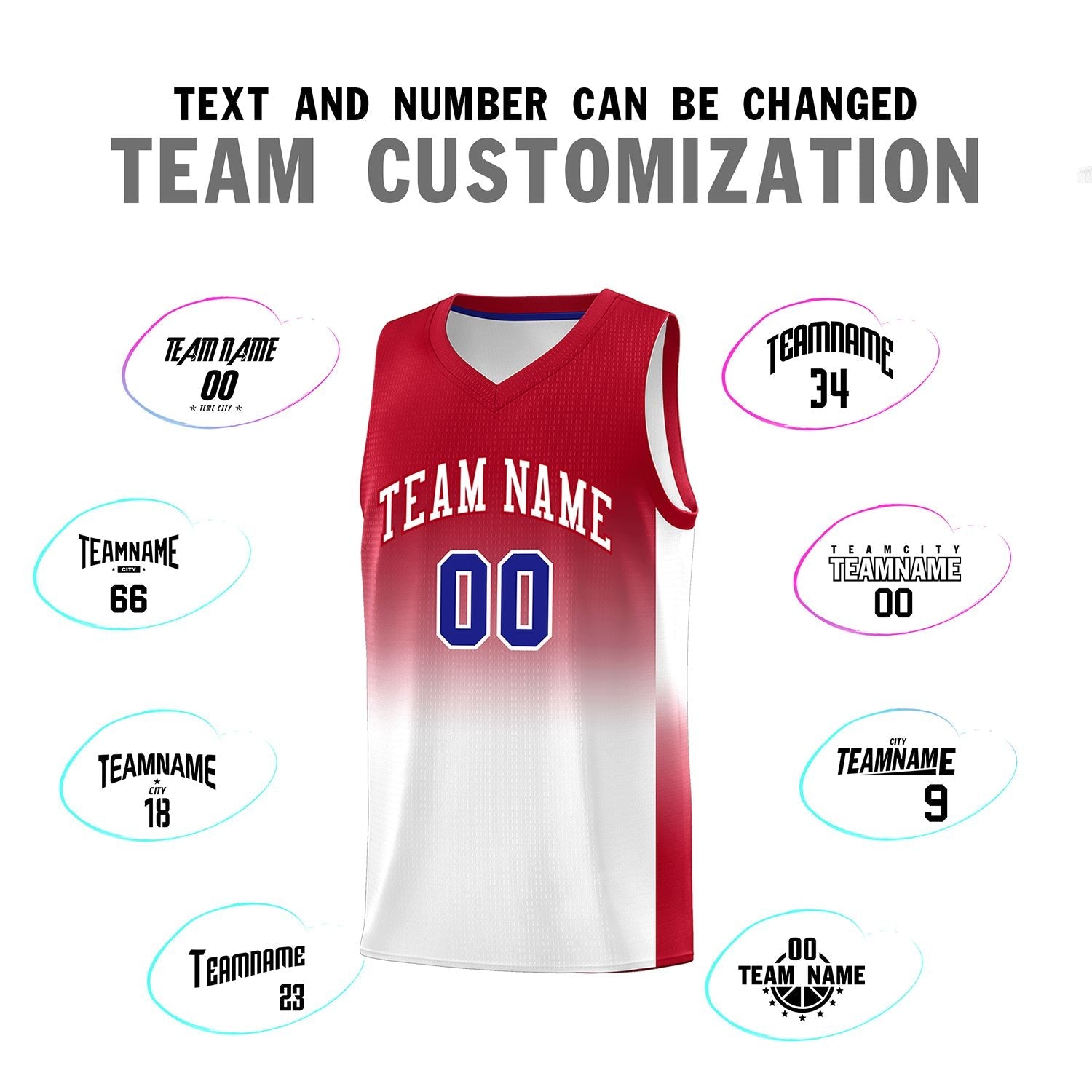 Custom Red White Gradient Fashion Sets Sports Uniform Basketball Jersey