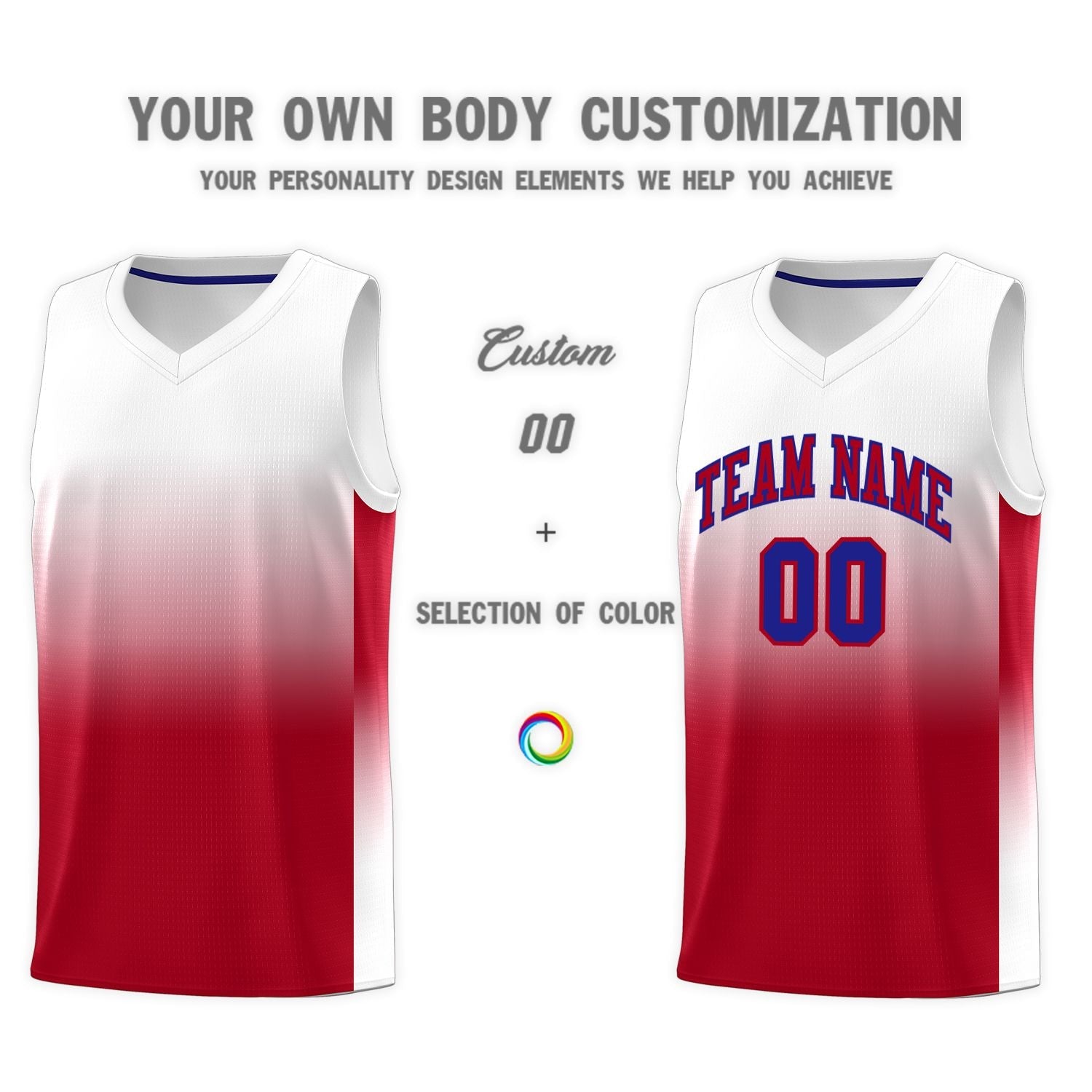 Custom White Red Gradient Fashion Sets Sports Uniform Basketball Jersey