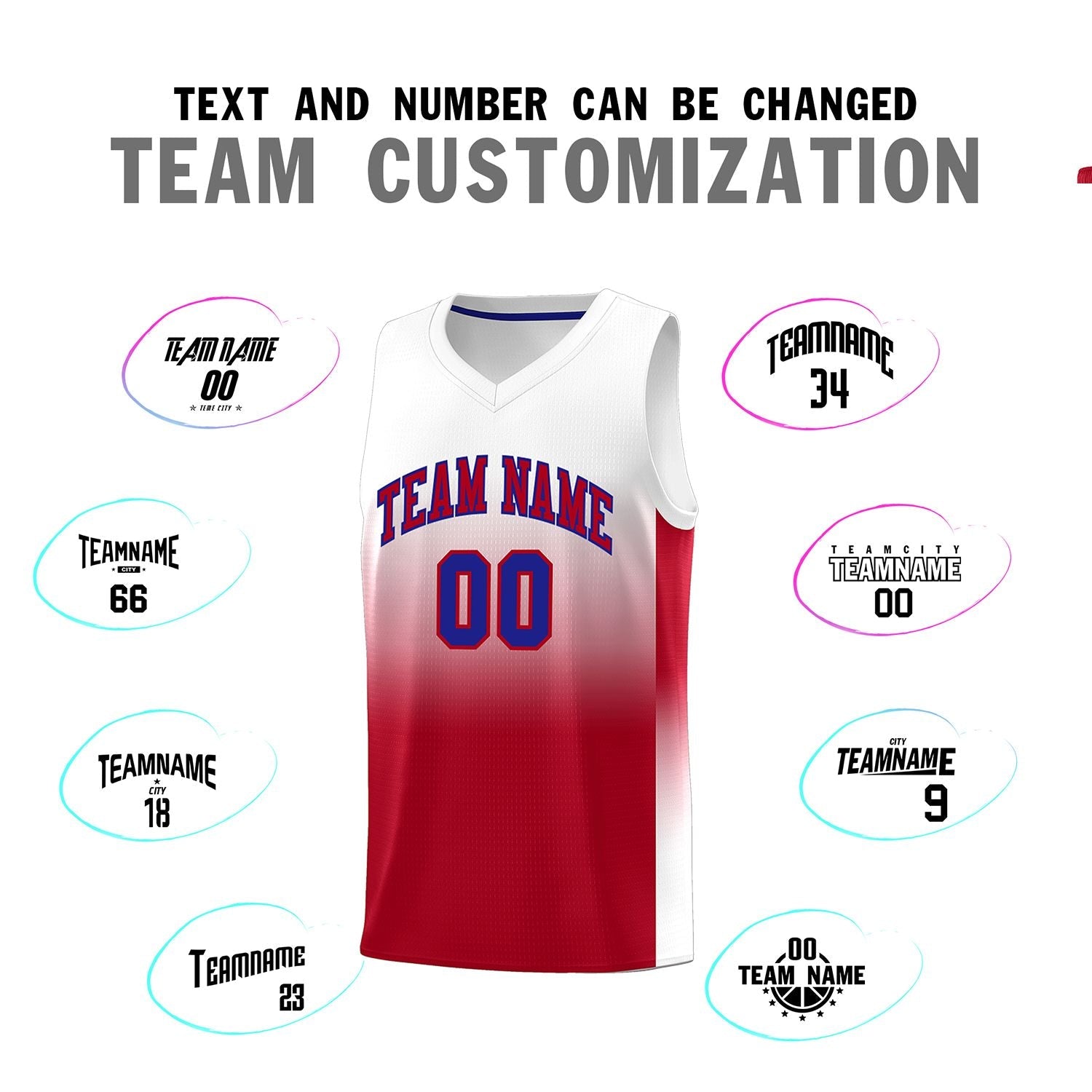 Custom White Red Gradient Fashion Sets Sports Uniform Basketball Jersey