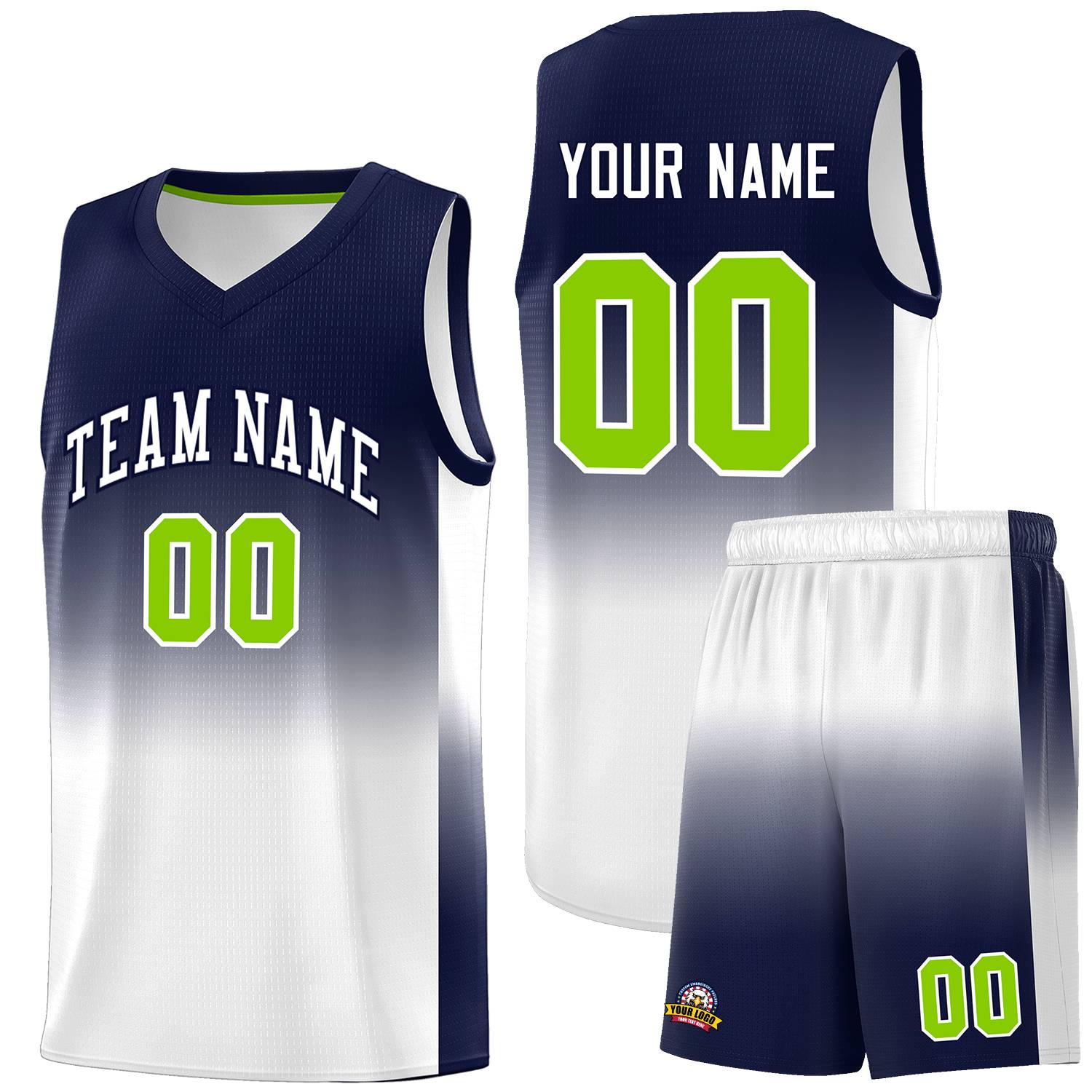 Custom Navy White Gradient Fashion Sets Sports Uniform Basketball Jersey