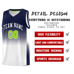 Custom Navy White Gradient Fashion Sets Sports Uniform Basketball Jersey