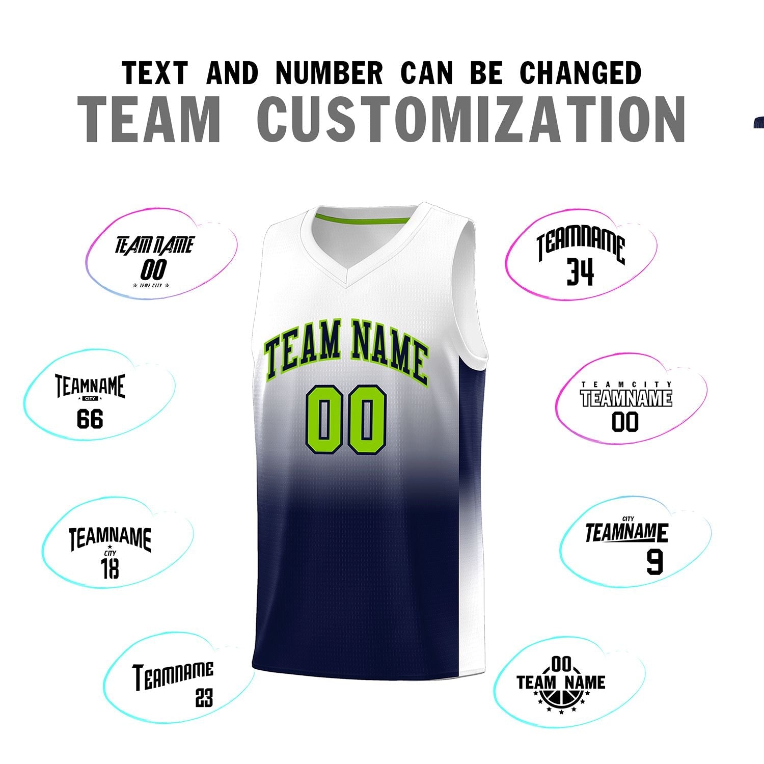 Custom White Navy Gradient Fashion Sets Sports Uniform Basketball Jersey