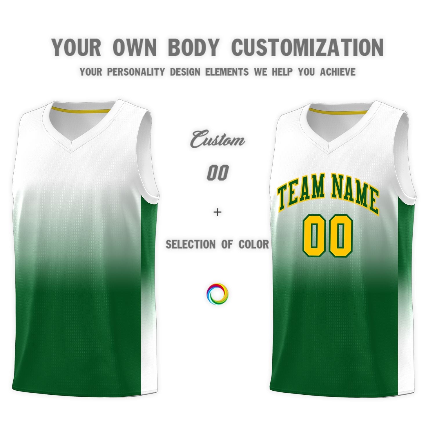 Custom White Kelly Green Gradient Fashion Sets Sports Uniform Basketball Jersey