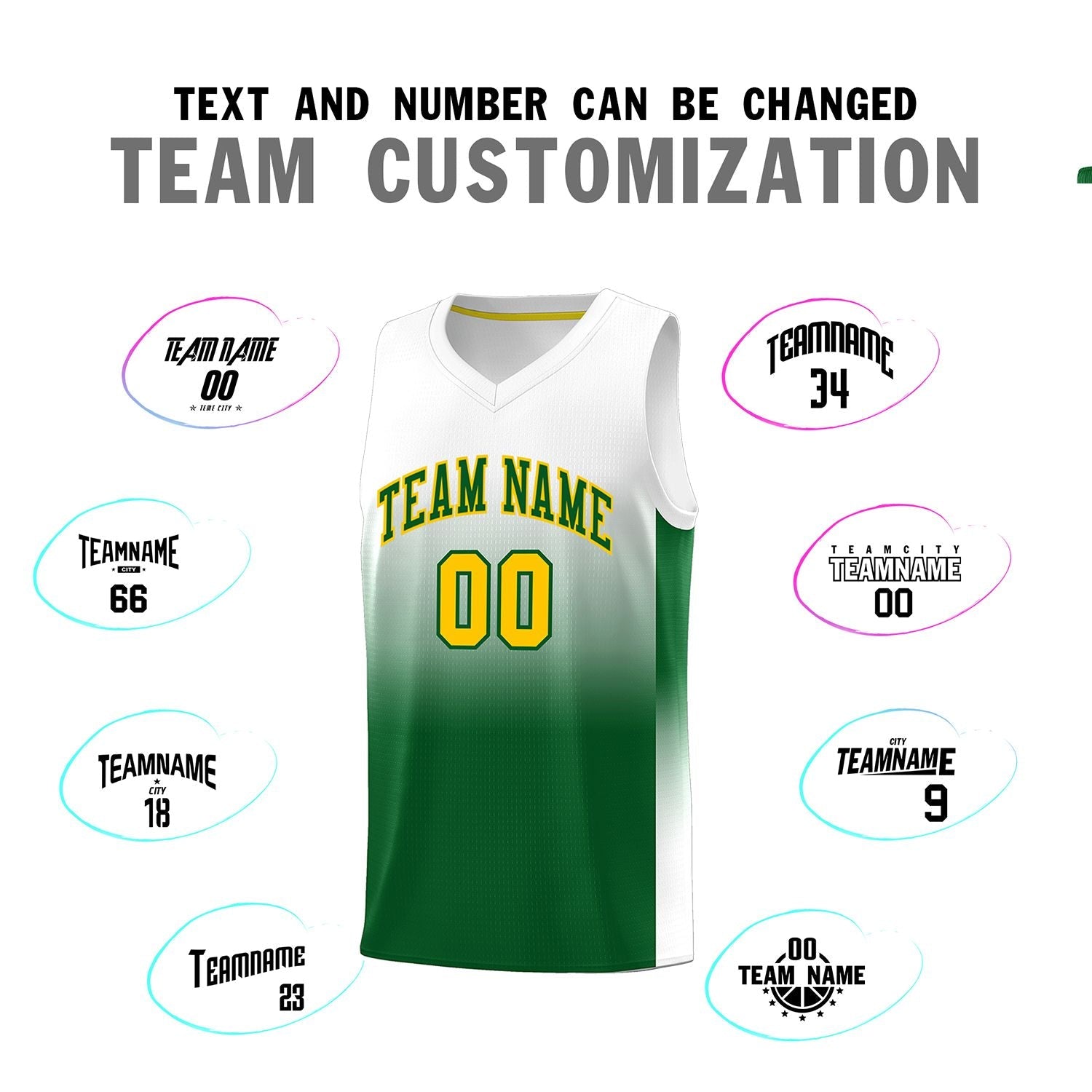 Custom White Kelly Green Gradient Fashion Sets Sports Uniform Basketball Jersey